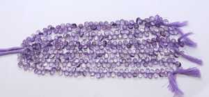 Perles d'améthyste rose naturelle lisses en forme de poire, taille briolette 5x7-6x8 MM, perles de pierres précieuses d'améthyste, brin de 8 pouces, perles facettées, par le grossiste - Product Image 3