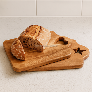 เขียงไม้มะม่วงสองด้านสลักด้วยเลเซอร์พร้อมด้ามจับ-เขียงทำครัวหนาสำหรับสเต็กขนมปังชีสและของขวัญ - Product Image 2