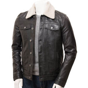 Chaqueta de cuero de oveja genuino de primera calidad para hombre, suave al tacto, cálida, elegante, informal, abrigo de cuero para invierno - Product Image 1
