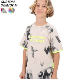 T-shirts amples rayés color block personnalisés pour enfants, garçons, été, 100 % coton, grande taille, col rond, manches courtes, décontractés - Product Image 4