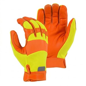 Gants de mécanicien haute performance, jaunes haute visibilité, paume en cuir synthétique, dos flexible en Spandex, gants de travail de sécurité USA 2026 - Product Image 2