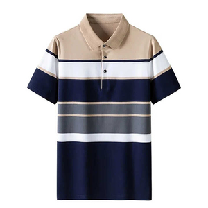 เสื้อโปโลแขนสั้นผ้าสเตรชสำหรับผู้ชายพร้อมโลโก้แบบกำหนดเอง – ชุดลำลองและสตรีทแวร์ที่สวมใส่สบาย - Product Image 1
