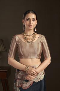 Sari prêt-à-porter et blouse cousue, sari indien en soie crêpe, imprimé floral, sari imprimé numériquement, design magnifique - Product Image 5