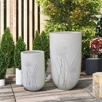 Pots de fleurs en fibre de verre FRP minimalistes modernes, légers, incassables, durables, finition sculptée à la main, simples et élégants pour le jardin
