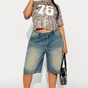 قميص نسائي قصير بنمط التمويه، جيرسي فضفاض للشارع، قميص كرة القدم الأمريكية بأكمام قصيرة، تصميم خاص بالعلامة التجارية الخاصة، متوفر بالجملة - Product Image 4