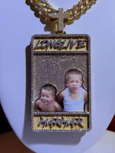 Pahal Jewels S925 Long Live MarMar 22K Gold Plated Moissanite Pendant Hiphop Themed Cross <b>Charm</b> for Certified Unisex Gift - Product Image 1