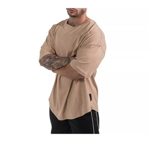 Custom Men's Sportswear T-Shirt Denim Polyester Spandex Wholesale Gym Fitness Designer T-Shirt with 3D Print Hole Decoration - Product Image 1