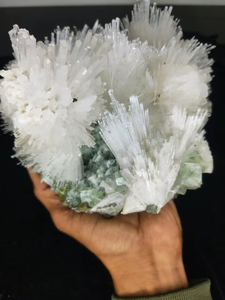 สกอเลไซต์ธรรมชาติพร้อมคริสตัลอโพอฟิลไลต์สีเขียว กลุ่มผลึกแร่พรีเมียม หินบำบัด ของสะสมสำหรับตั้งโชว์ ต้นกำเนิดจากอินเดีย - Product Image 4