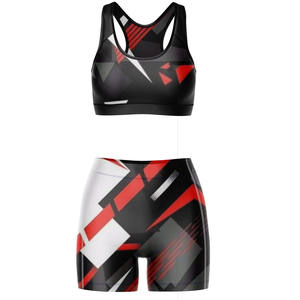 Conjunto de Shorts y Sujetador Deportivo para Mujer, al por Mayor, Personalizado, de Compresión, Elástico, con Corte en V, Contraste de Color, para Fitness y Yoga, Cintura Sin Costuras - Product Image 5