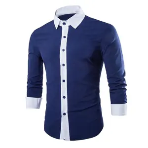 Navy blue Jersey With Front White Placket button up Men Casual Short Sleeve Shirts Fashion New Social White Pink Male Blouse