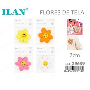 Fleurs en tissu ILAN 7 cm, visage souriant, décoration décorative pour la maison - Product Image 1