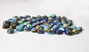 Cabochon ovale en azurite et malachite naturelle, dos plat, 9x7 mm, calibré, pierre précieuse non montée pour la création de bijoux - Product Image 5