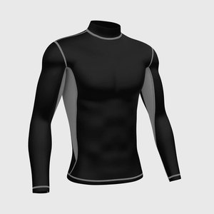 Men's Black Compression Base Layer Set Crew Neck Long Sleeve Top Full Length <b>Pants</b> Eco-Friendly <b>Spandex</b>/Polyester Quick Dry - Product Image 2