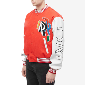 Custom Embroidered Red Letterman <b>Jacket</b> <b>Men</b> Unisex Streetwear Vintage Style Baseball Bomber Varsity <b>Jackets</b> with <b>White</b> Sleeves - Product Image 2