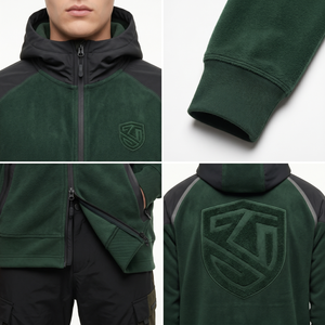 Sudadera con capucha modular de cremallera completa para hombre, estilo techwear, 280 g/m², forro polar orgánico cepillado, premium, OEM, ropa de calle, sudadera con capucha. - Product Image 4