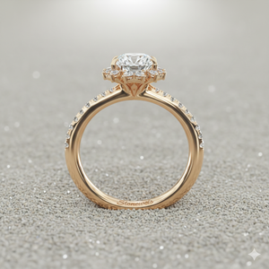 Anillo de Compromiso Vintage Aureola con Halo de Diamantes en Oro Certificado - Product Image 3