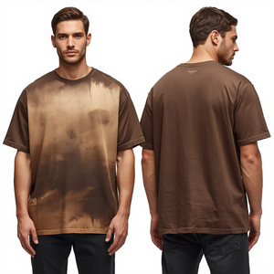 เสื้อยืดทรงโอเวอร์ไซส์สำหรับผู้ชาย พรีเมียม ผ้าหนา พิมพ์ลายดิจิทัลแนวศิลปะที่ได้รับแรงบันดาลใจจาก Horizon พร้อมงานปักคุณภาพสูง - Product Image 2