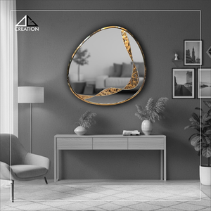 Modern Stainless Steel PVD Coated Frame Wedding Bathroom Vanity Wall <b>Mirror</b> Lightweight Anti-Fog Eco-Friendly Elegant <b>Irregular</b> - Product Image 3