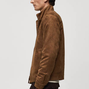 Blouson bomber en daim doux pour homme, allure classique et coupe moderne, veste en daim premium pour homme avec doublure en laine - Product Image 4