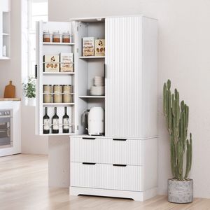 Organizzatore Moderno Scanalato da 72 Pollici con 2 Grandi Cassetti e Portaspezie a 8 Ante per Cucina, Dispensa e Bagno - Product Image 2