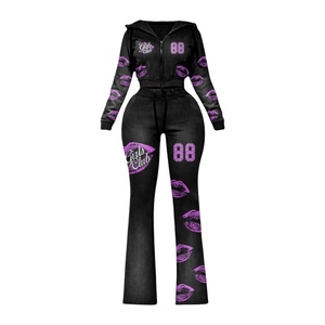 2026 New Arrival Winter Vintage Custom Logo Embroidered Lace Pullover Cropped Hoodie <b>Women</b> 2 Piece <b>Shorts</b> Set High Quality - Product Image 2