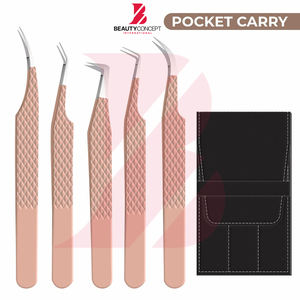 Pinzas para Extensiones de Pestañas, Juego de 5 Piezas, Pinzas de Volumen, Pinzas Delgadas de 90 Grados con Puntas de Fibra - Product Image 3