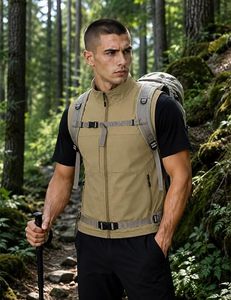 Veste d'hiver matelassée unisexe légère, coupe-vent, écologique, mince, sans manches, fermeture éclair intégrale, col montant, multi-poches, décontractée - Product Image 3