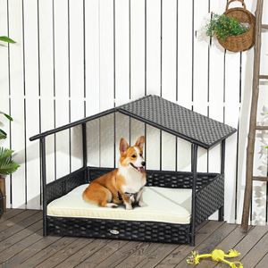 Cuscino amovibile bianco crema Lounge casa per cani in vimini da esterno - Product Image 2