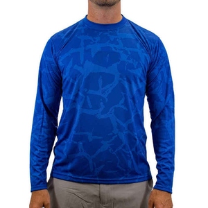 Camisa de Pesca de Manga Larga Azul para Hombre, Impresión por Sublimación, Protección UPF 50 Anti-UV, Poliéster, Estilo Pullover, para Adultos - Product Image 1