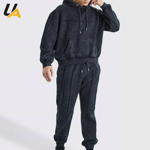 Ensembles de survêtements unis pour hommes délavés à l'acide, grandes tailles, respirants, séchage rapide, légers, en polyester/coton écologique - Product Image 1