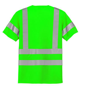 Wholesale High Visibility Construction Worker T-Shirts with Reflective Stripes Front Custom <b>Logo</b> Breathable Safety Feature - Product Image 2