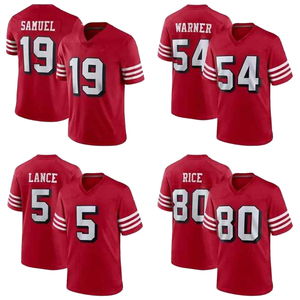 Uniformes de football américain personnalisables, blanc et or, imprimés par transfert thermique, 100% polyester, col en V, manches courtes, pour hommes adultes - Product Image 1