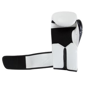 Kickboxing <b>Gloves</b> with Hook Loop Closure Custom Made 10oz Breathable Black & White Sparring Boxing <b>Gloves</b> Leather Full Finger - Product Image 4
