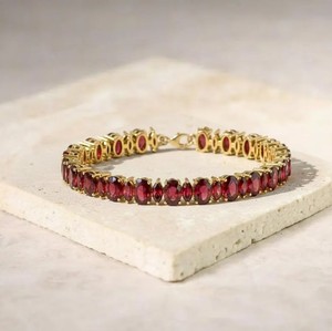 Pulsera de granate natural en plata de ley 925, pulsera de piedras preciosas hecha a mano, elegante joyería fina, regalo para mujer - Product Image 2