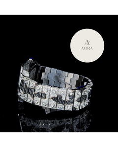 Reloj de Diamantes Único en Blanco y Negro de Alta Calidad, Reloj de Lujo con Esqueleto Automático, 100% Moissanita, Cristal de Acero Inoxidable para Hombre - Product Image 4