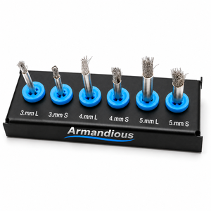 Kit de brosses de soin pour implants en titane, 6 pièces, pour débridement dentaire et nettoyage péri-implantite, outils à manche long et court de 3, 4, 5 mm - Product Image 3