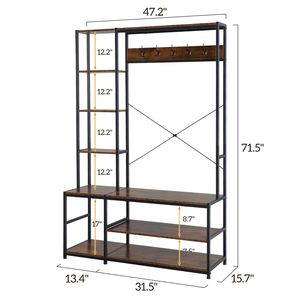 Organizzatore per Armadio Indipendente con Appendiabiti da Ingresso, Ganci, Ripiani Portaoggetti, Panca Portascarpe e Appendiabiti per Camera da Letto - Product Image 5