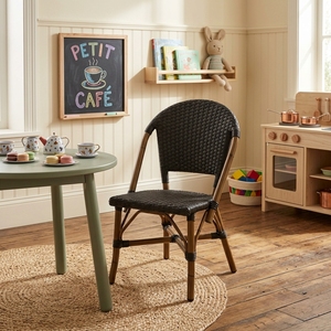 Chaise Enfant en Rotin Noir en Gros, Siège Moderne pour Salle de Jeux, Mobilier de Crèche Adorable, Léger, Miniature, Sans Accoudoirs, Base Boîte - Product Image 4