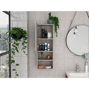 Mobiletto da bagno Milwaukee a porta singola con due ripiani e scaffali interni - Product Image 5