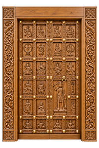 Puerta de Mandir de Madera de Teca Tallada a Mano con Diseño de Dashavatar Divino, Puerta de Templo de Madera Tallada con Dioses Hindúes Tradicionales del Reino Unido - Product Image 4