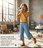 Celana Denim Crop Berkualitas Tinggi untuk Anak Perempuan dengan Bordir Bunga dari Pemasok India dengan Harga Terbaik