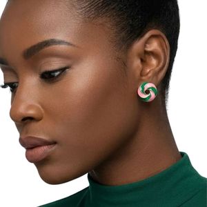 Pendientes de Oro de 14K con Estampado Animal Rosa y Verde, Joyería de Moda para Mujer, Pendientes Elegantes con Patrón, Accesorio de Regalo para Fiestas - Product Image 5