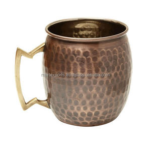 Ecofriendly Copper <b>Mugs</b> Glasses 20oz Travel <b>Mugs</b> for Healthy Lifestyle Handcrafted Purity Durability Elegant Hammered Appearance - Product Image 3