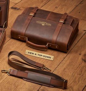Maletín Clásico de Cuero Genuino con Cierre de Cremallera, Bolso de Negocios Multifuncional para Hombre, Maletín de Cuero a la Moda - Product Image 4