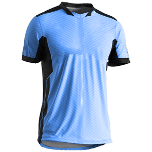 Maillot de football bleu à manches courtes pour homme, col montant, anti-humidité, respirant, ajusté, en maille polyester, vêtement de sport d'été - Product Image 1