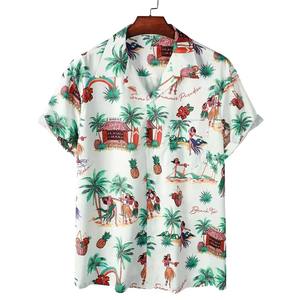 เสื้อเชิ้ตแขนสั้นพิมพ์ลายปะติดปะต่อสำหรับผู้ชาย สไตล์ลำลอง ติดกระดุม เหมาะสำหรับใส่ไปชายหาด สไตล์ชาติพันธุ์ โบโฮ ฮาวาย ฤดูใบไม้ผลิ เป็นมิตรกับสิ่งแวดล้อม - Product Image 5