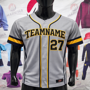 Camiseta de Béisbol de Poliéster de Secado Rápido, Transpirable y que Absorbe la Humedad, Talla Grande, Uniforme de Equipo Personalizado con Botones, Venta al Por Mayor OEM - Product Image 6