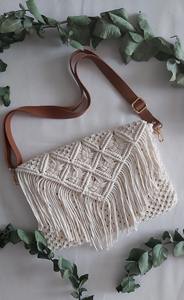 Sac à main en macramé avec franges, perles de soie, fait à la main, pliable, taille personnalisée, pochette de soirée, bandoulière, pour la plage, les fêtes, les voyages, vente en gros - Product Image 5