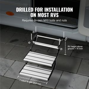 Scale retrattili manuali in lega di alluminio RV in 2 fasi pieghevoli 440 libbre capacità di carico antiscivolo uscita sicura per Camper rimorchio RV - Product Image 3