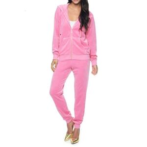 Ensemble de survêtement décontracté réversible en velours 2 pièces pour femme grande taille, avec sweat à capuche zippé en coton et pantalon de jogging, couleur unie, écologique - Product Image 3